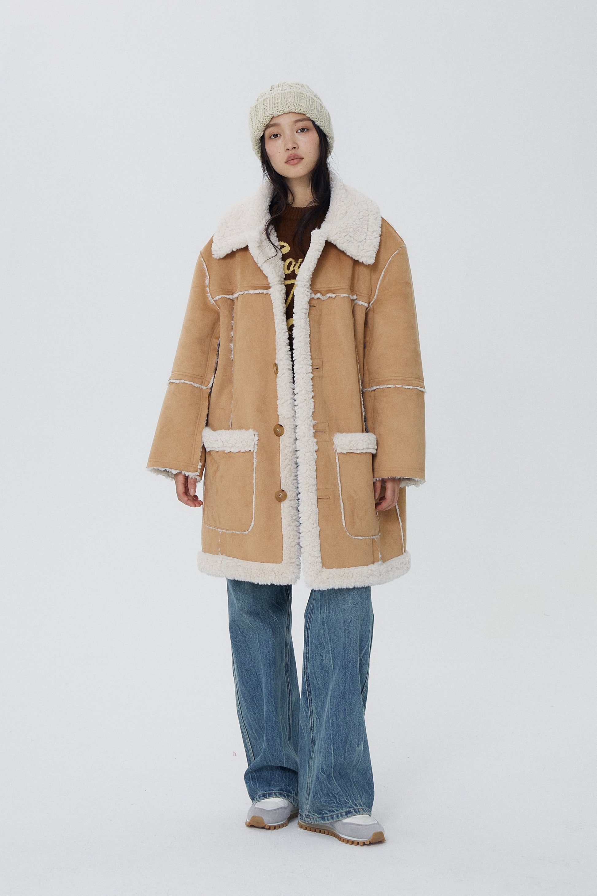 韓国ファッション SELCA-リバーシブルロングボアコート-2023aw-ou52-012
