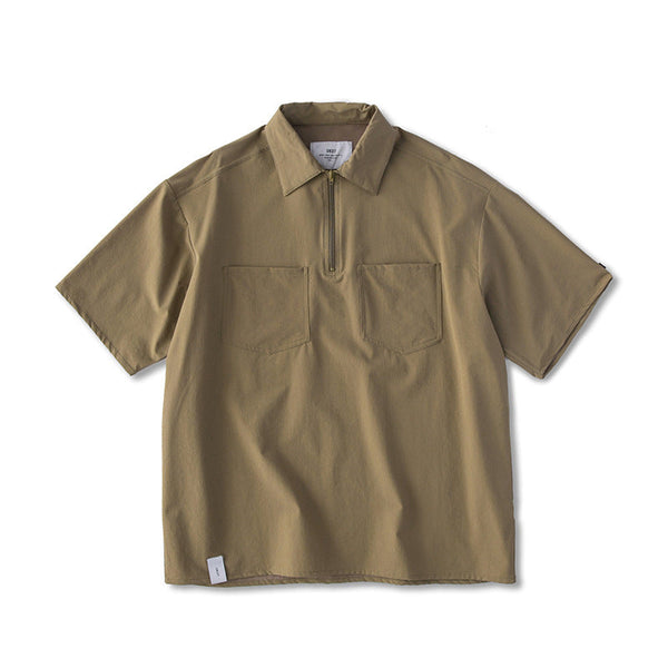 韓国ファッション SELCA-half zip double pocket shirt-mselca2024ss-097-01