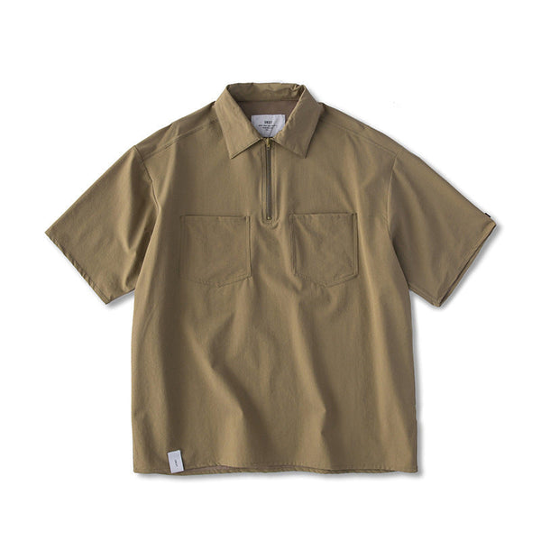 韓国ファッション SELCA-half zip double pocket shirt-mselca2024ss-097-01