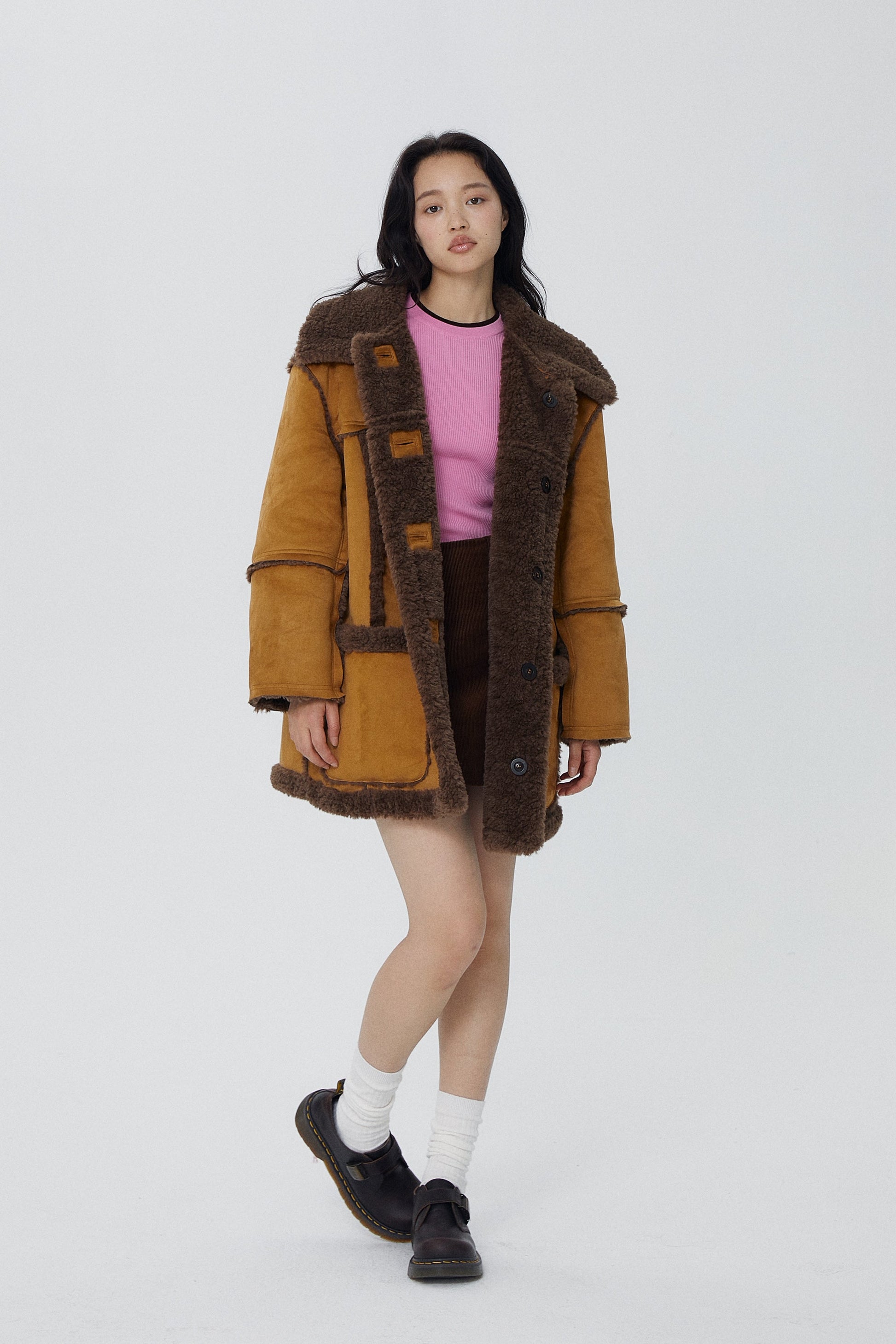 韓国ファッション SELCA-リバーシブルロングボアコート-2023aw-ou52-016