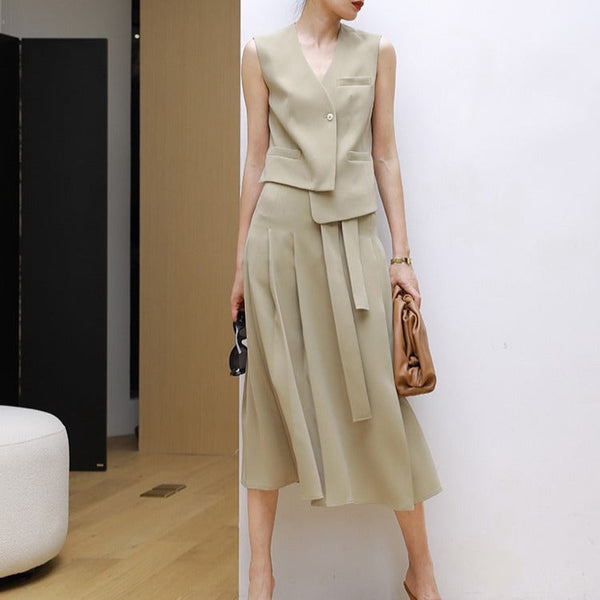 韓国ファッション SELCA-アシメジレセットアップ-2024ss-0068-01