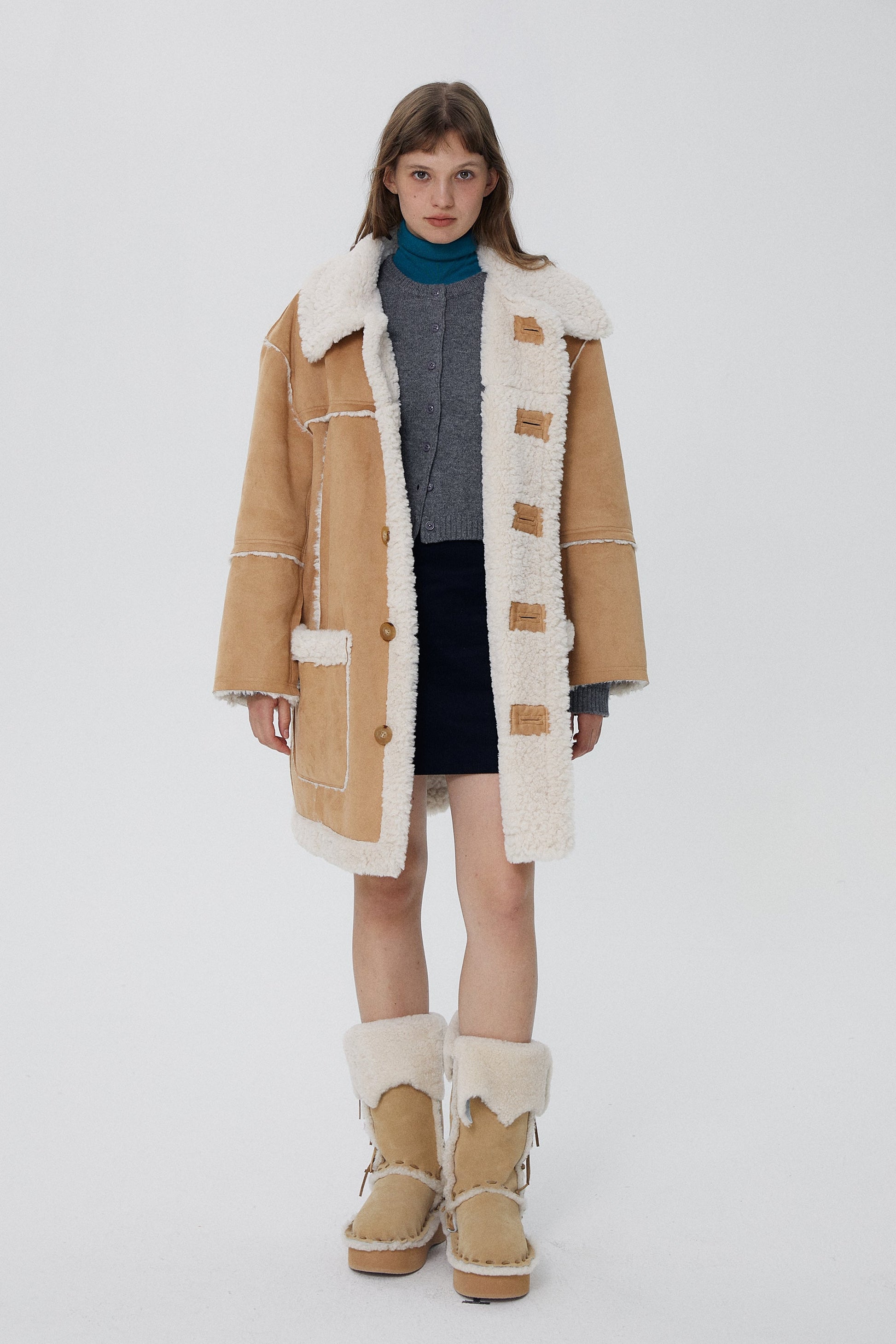 韓国ファッション SELCA-リバーシブルロングボアコート-2023aw-ou52-050
