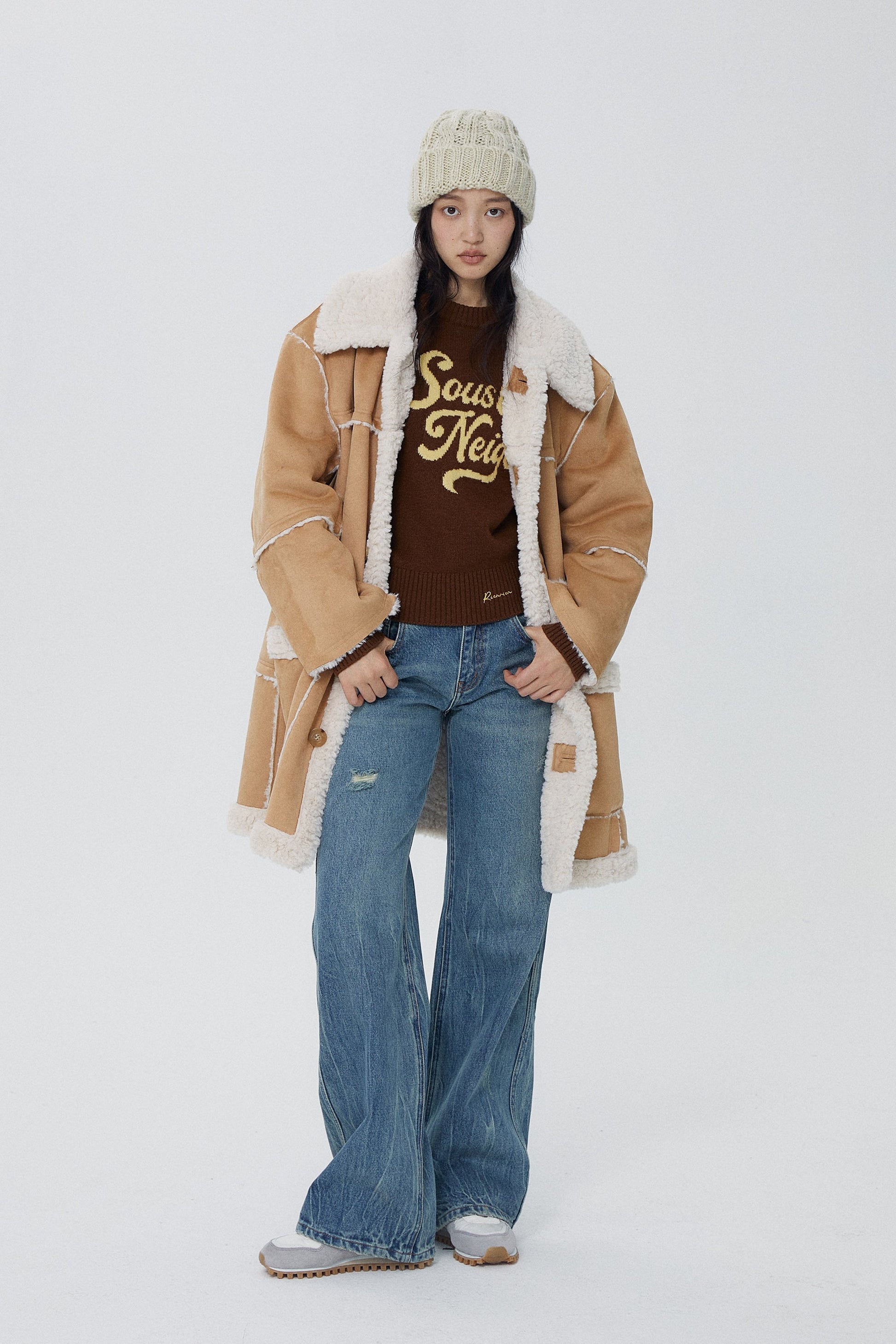 韓国ファッション SELCA-リバーシブルロングボアコート-2023aw-ou52-014