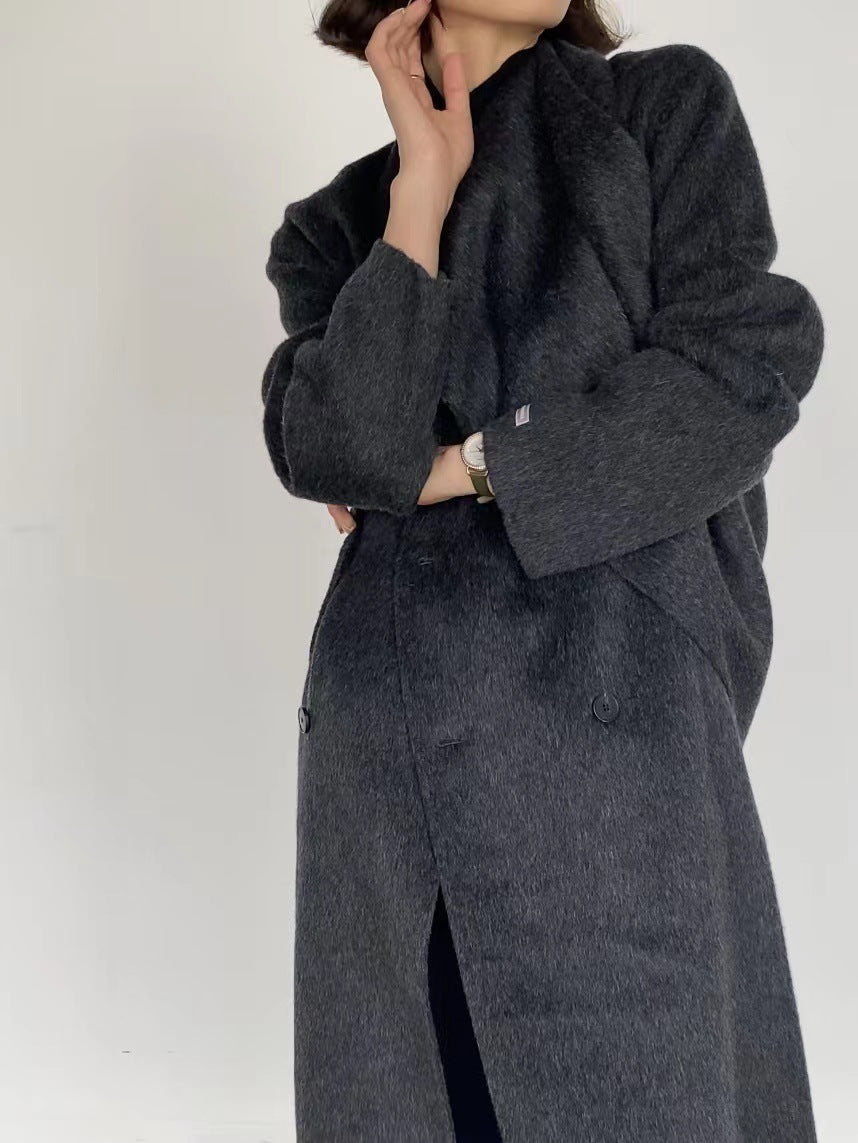 韓国ファッション SELCA-スカーフ風ダブルボタンロングコート-2023aw-ou44-028