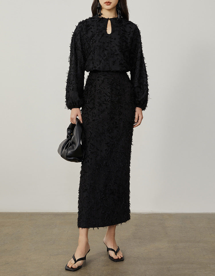 韓国ファッション SELCA-フェザーセットアップドレス-2024ss-0056-06