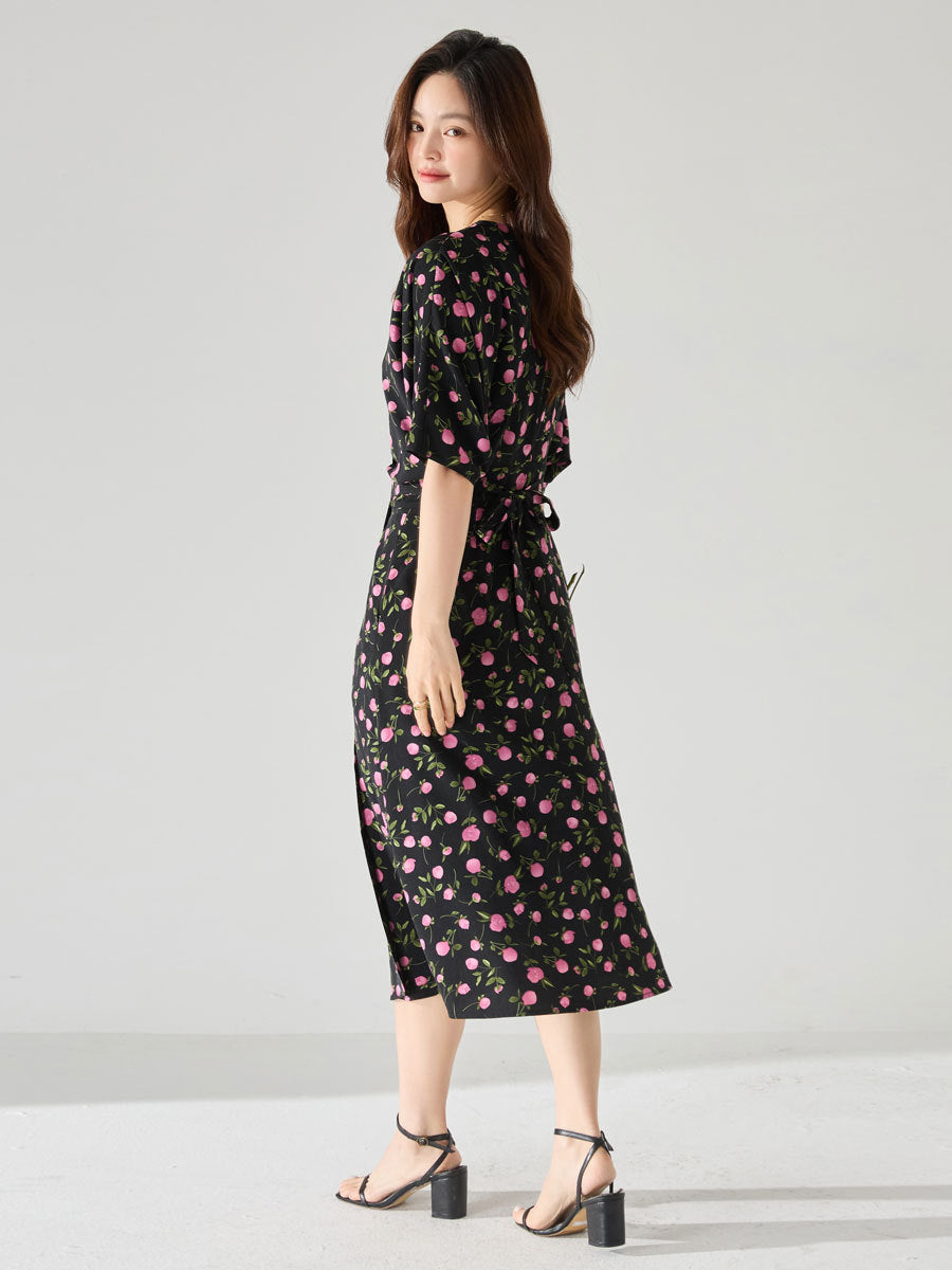 韓国ファッション SELCA-フラワーブラックワンピース-2024ss-111-04