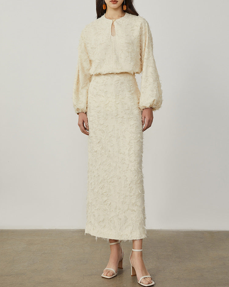 韓国ファッション SELCA-フェザーセットアップドレス-2024ss-0056-01
