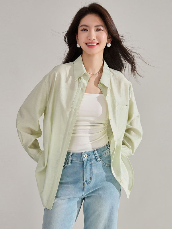 韓国ファッション SELCA-シアーカラーシャツ-2024ss-110-01