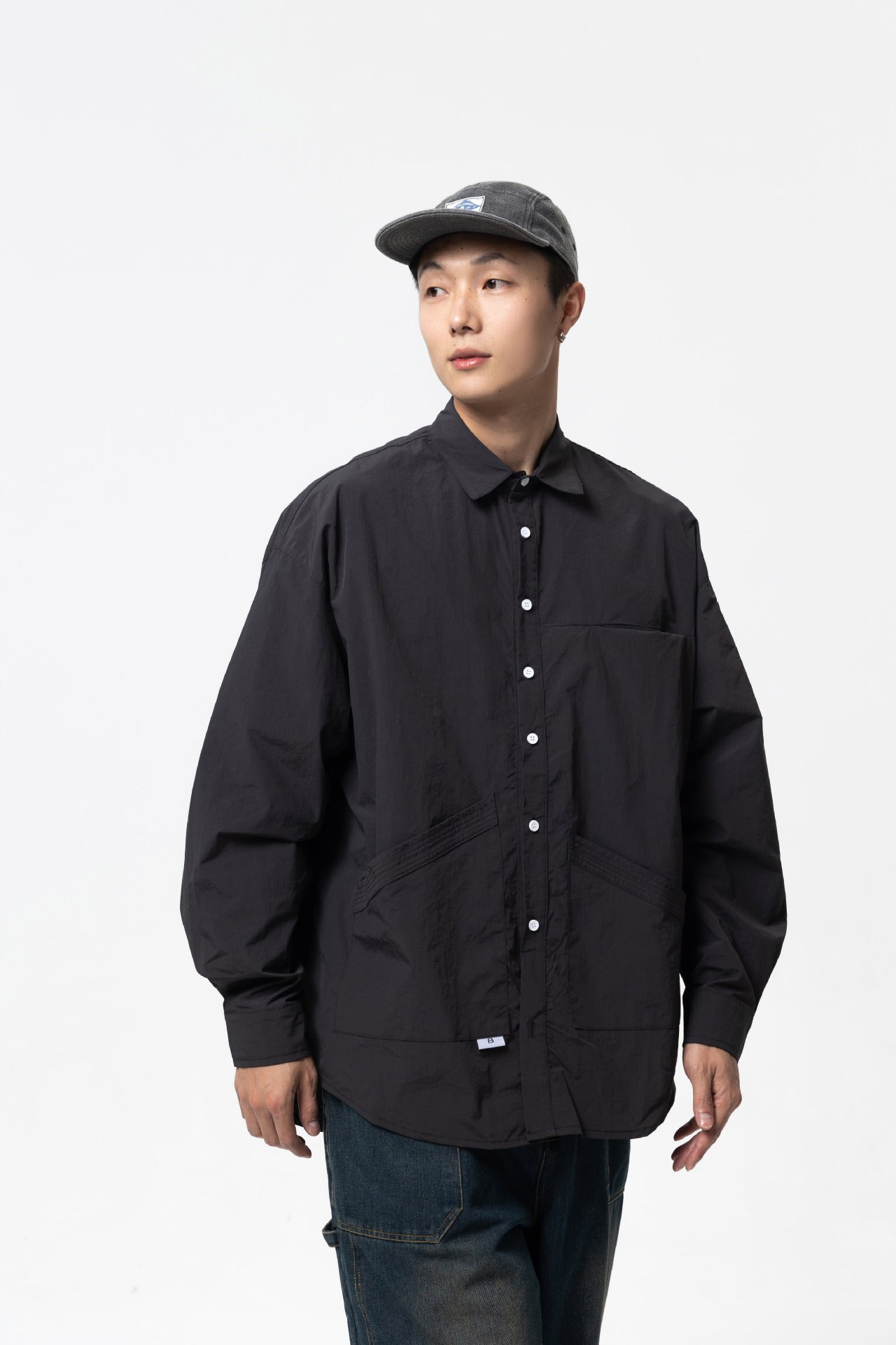 韓国ファッション SELCA-design pocket casual shirt-forn3-23qiu-xin-zuo-chun-se-da-poketutojiao-jin-chang-xiu-siyaturi-ben-xi-retorodezaingan-katupurusiyatu-07