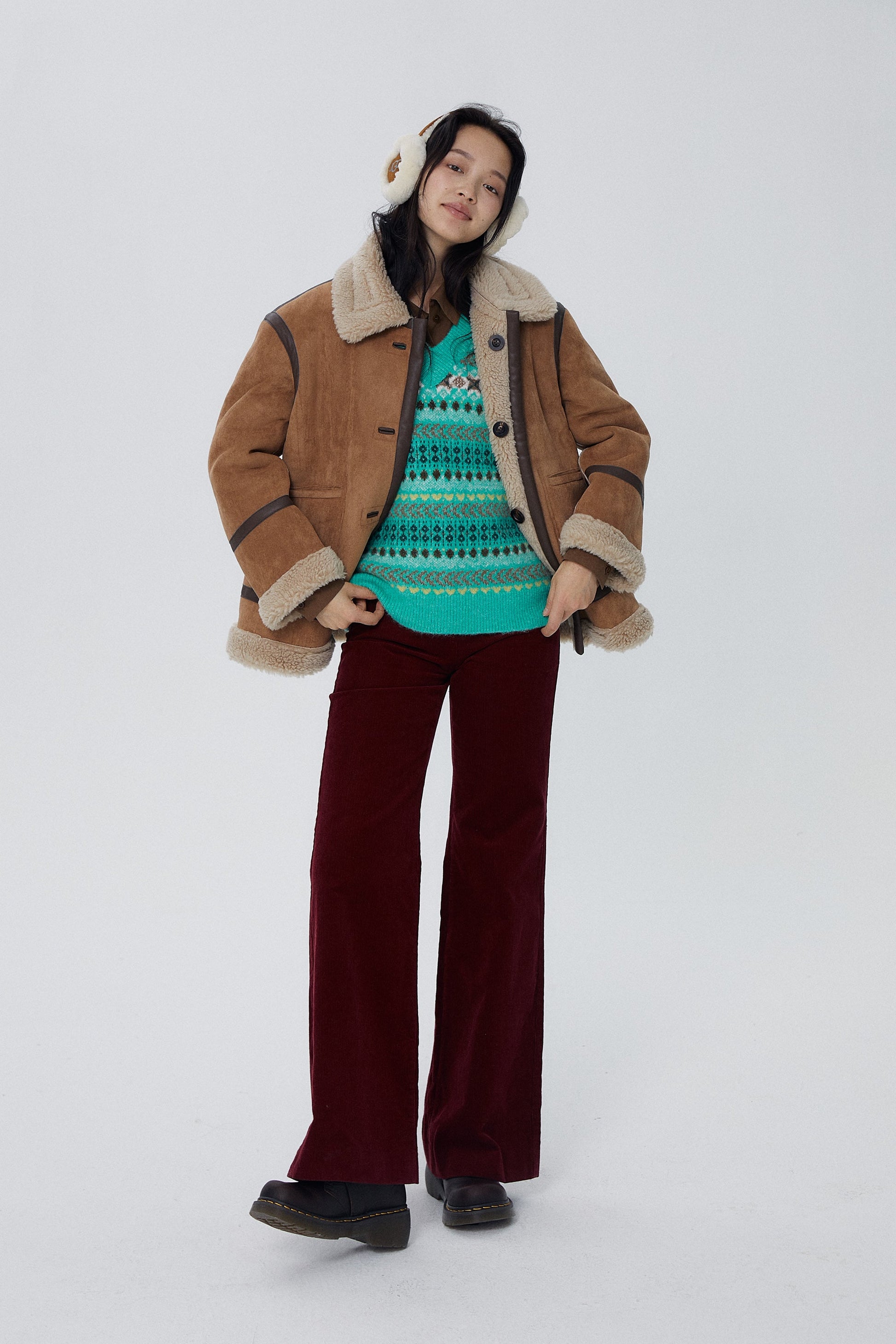 韓国ファッション SELCA-リバーシブル ボアコート-2023aw-ou49-039