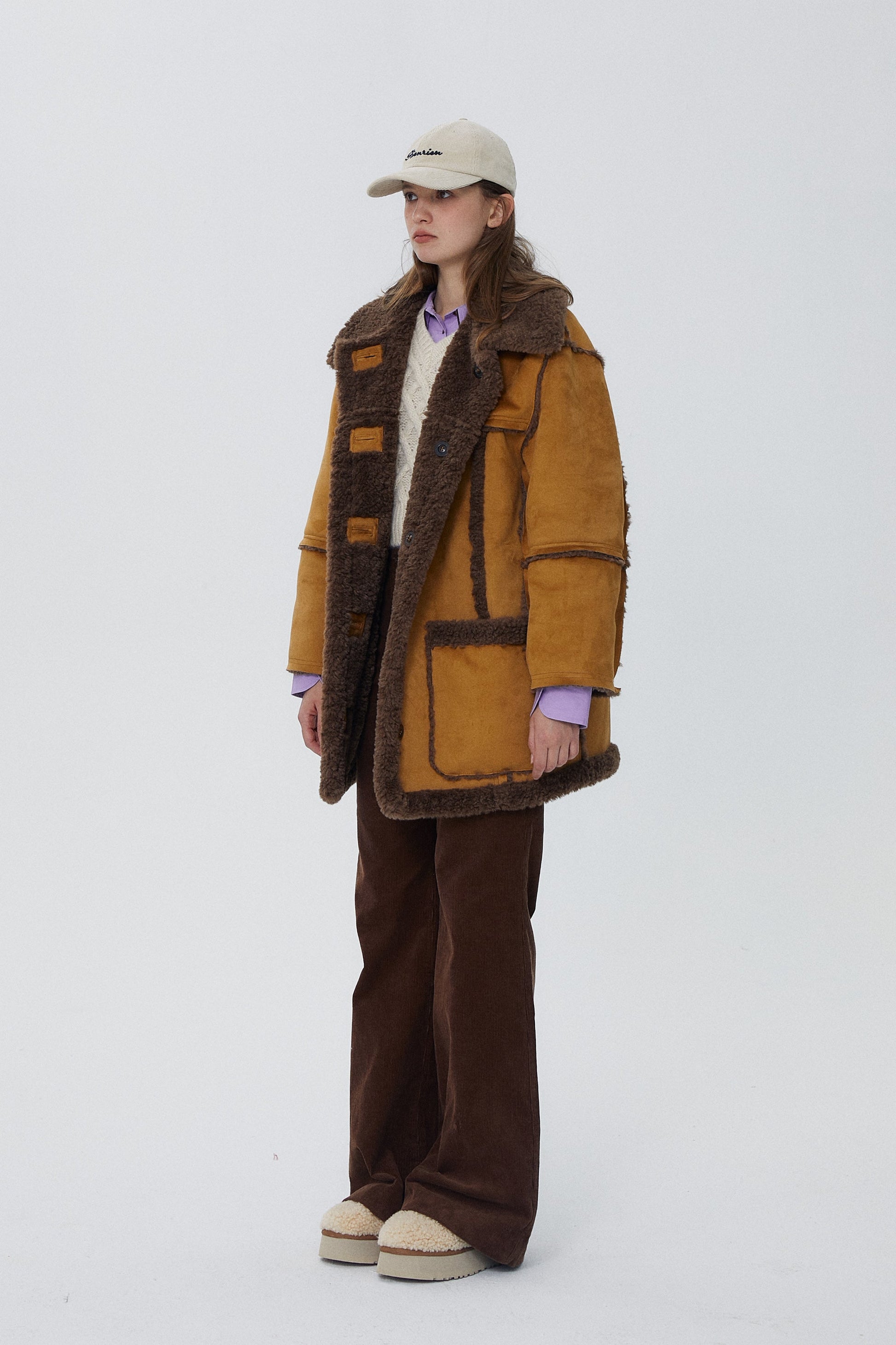 韓国ファッション SELCA-リバーシブルロングボアコート-2023aw-ou52-021