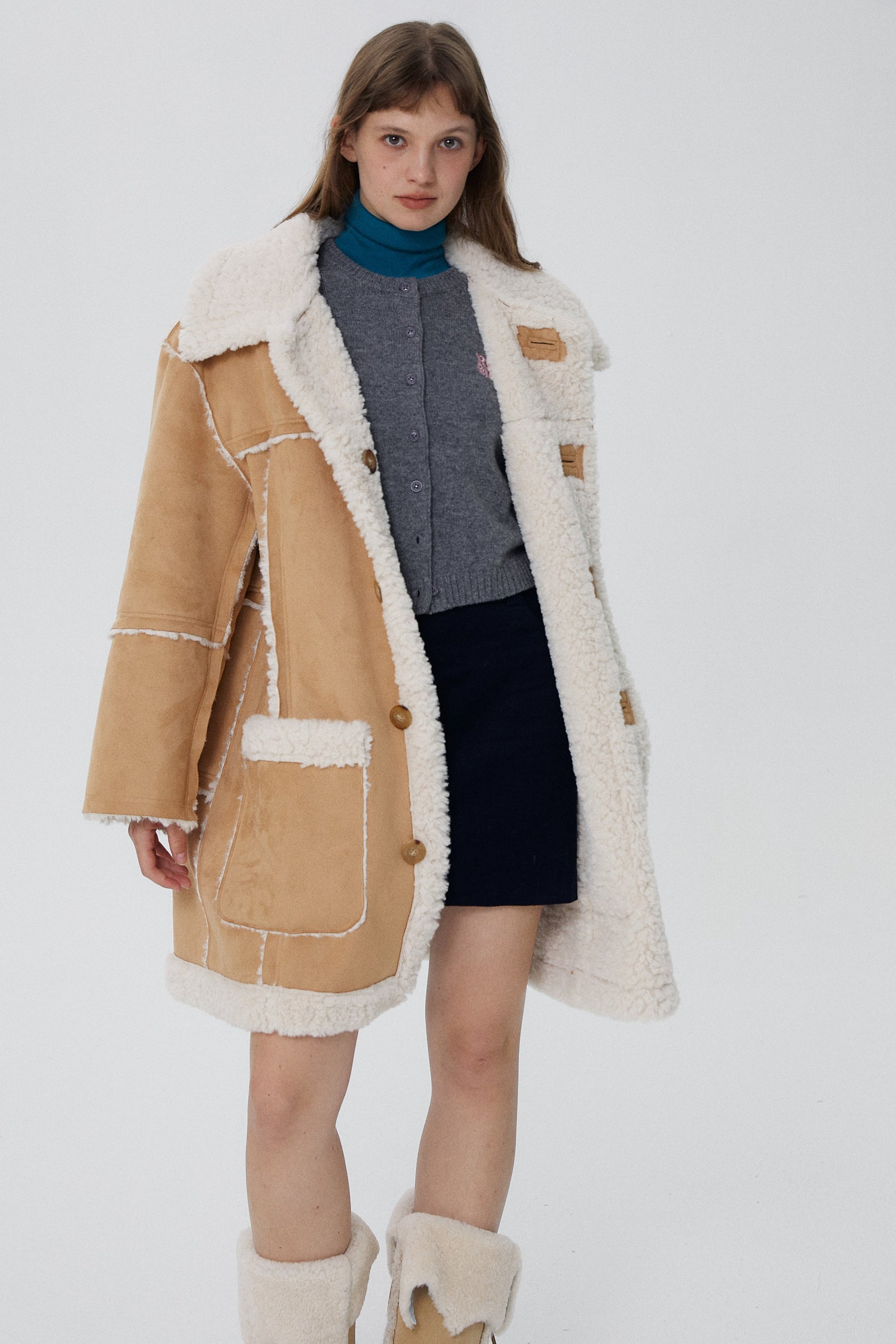 韓国ファッション SELCA-リバーシブルロングボアコート-2023aw-ou52-052