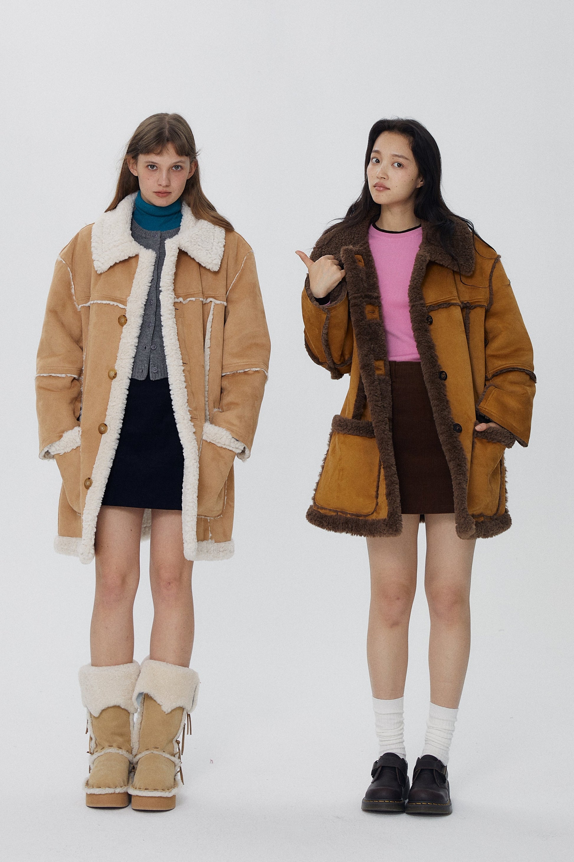 韓国ファッション SELCA-リバーシブルロングボアコート-2023aw-ou52-04