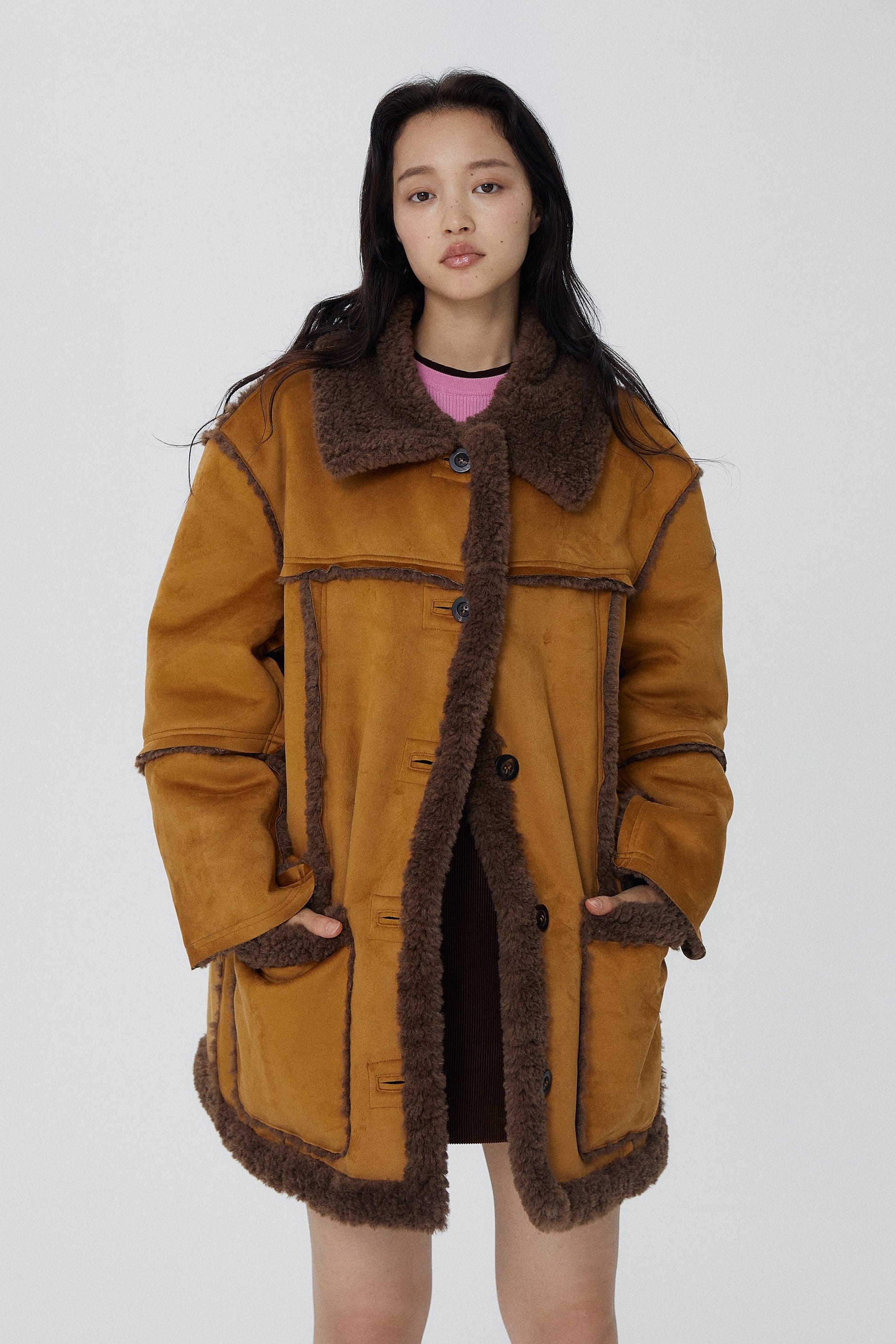 韓国ファッション SELCA-リバーシブルロングボアコート-2023aw-ou52-017