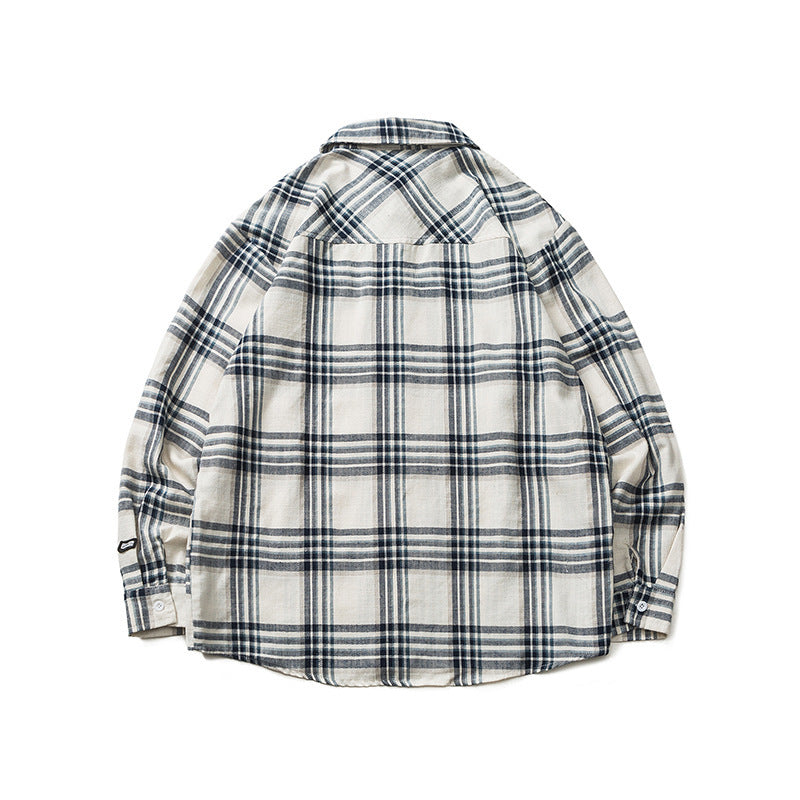 韓国ファッション SELCA-Loose plaid retro long sleeve shirt-mselca2024ss-022-07