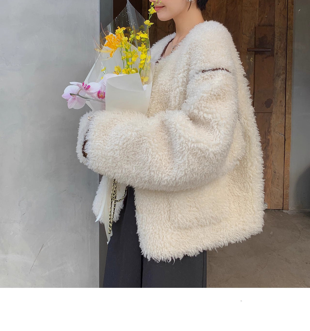 韓国ファッション SELCA-ボアホワイトジャケット-2023aw-ou53-09