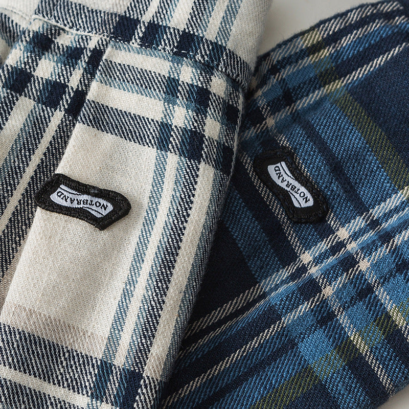 韓国ファッション SELCA-Loose plaid retro long sleeve shirt-mselca2024ss-022-09