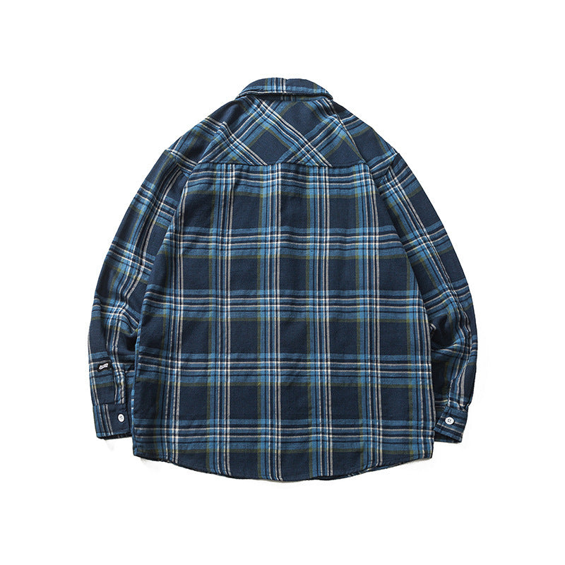 韓国ファッション SELCA-Loose plaid retro long sleeve shirt-mselca2024ss-022-05