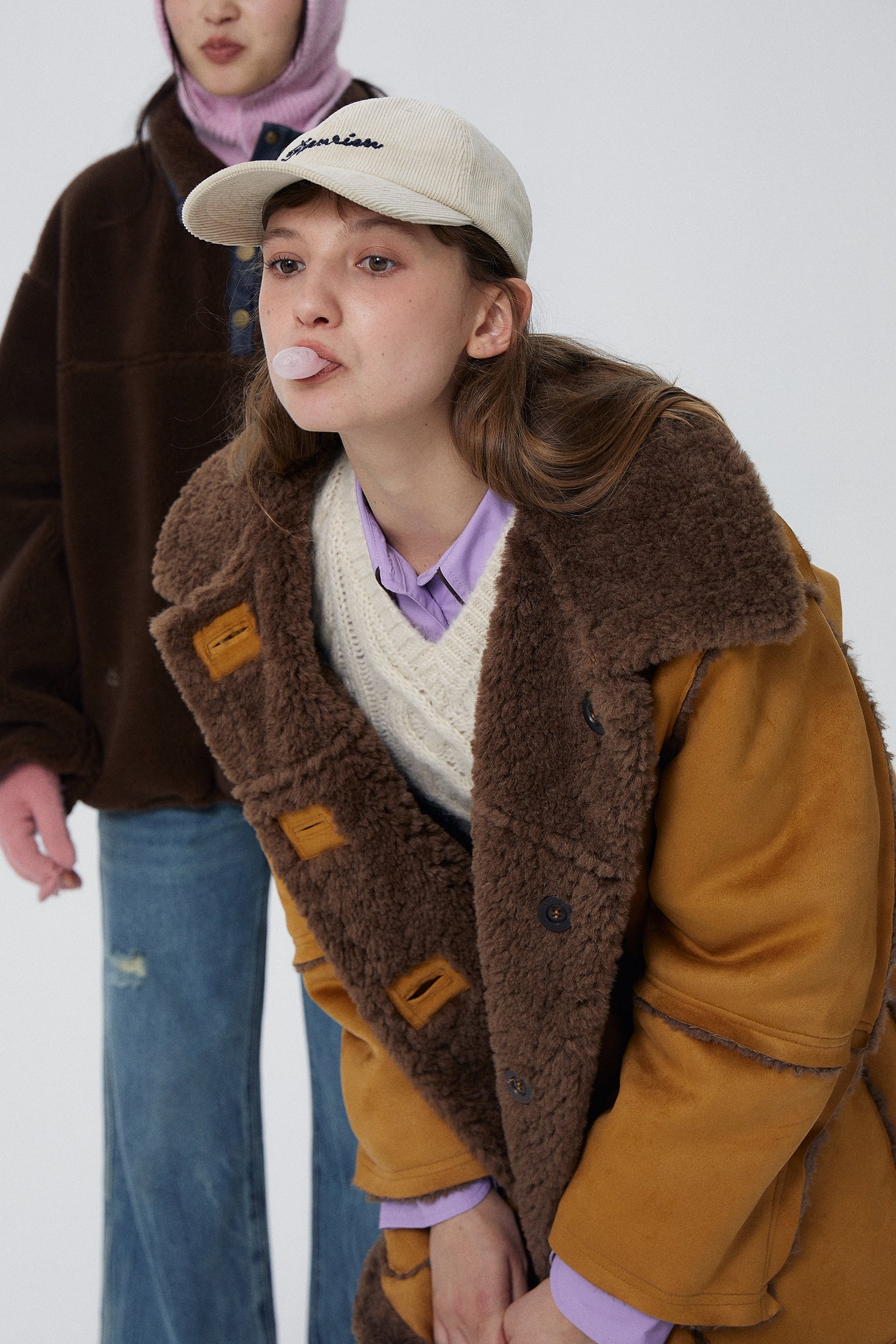 韓国ファッション SELCA-リバーシブルロングボアコート-2023aw-ou52-05