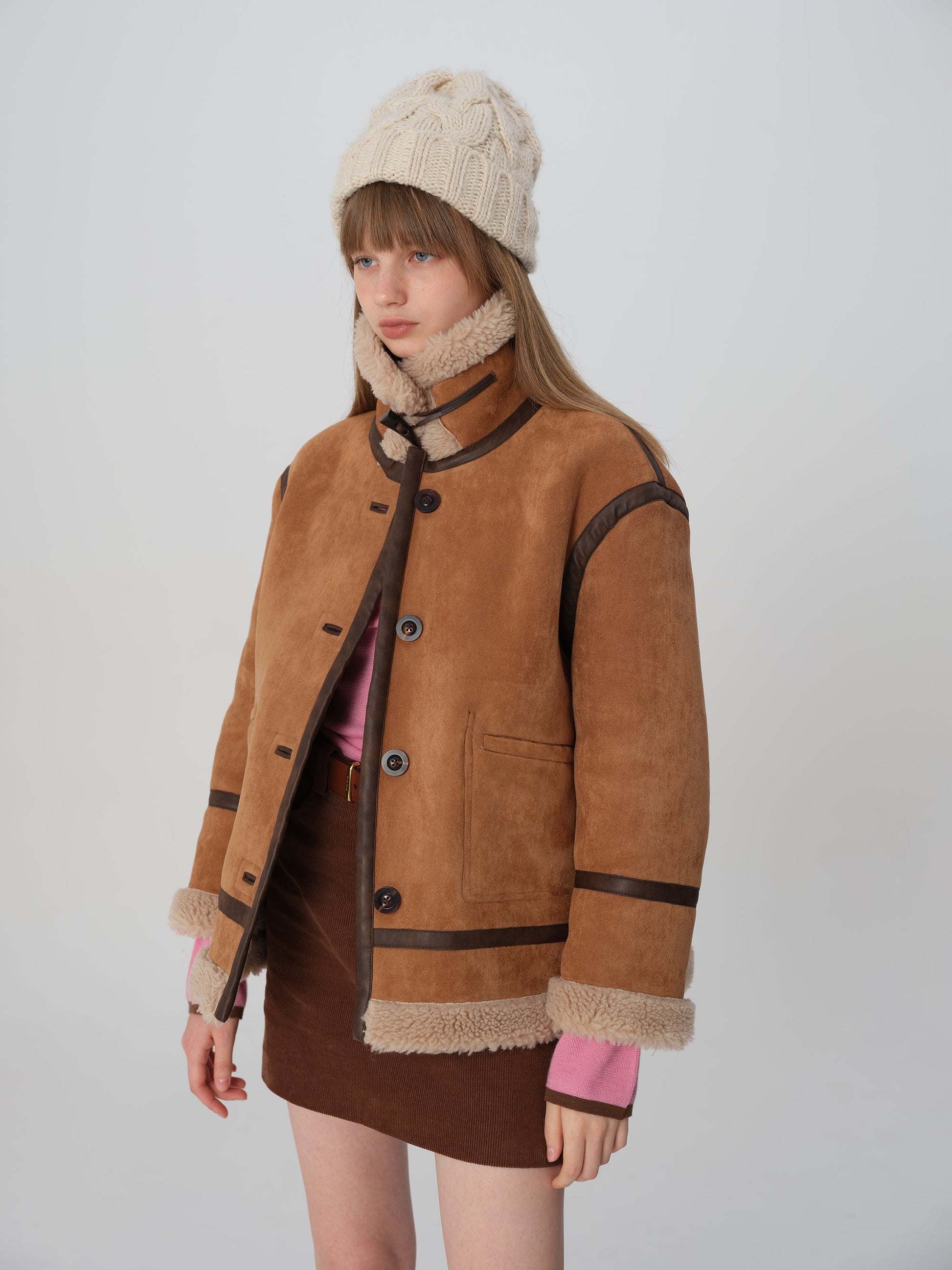 韓国ファッション SELCA-リバーシブル ボアコート-2023aw-ou49-012