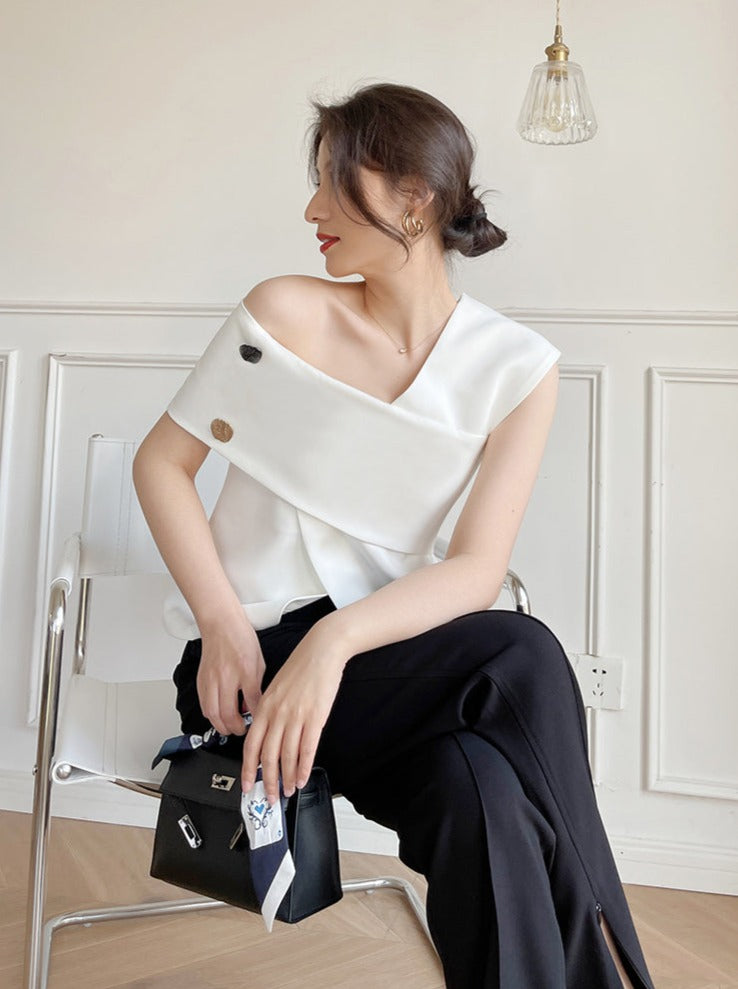 韓国ファッション SELCA-ワンショルデザイントップス-2023ss-tp20-05