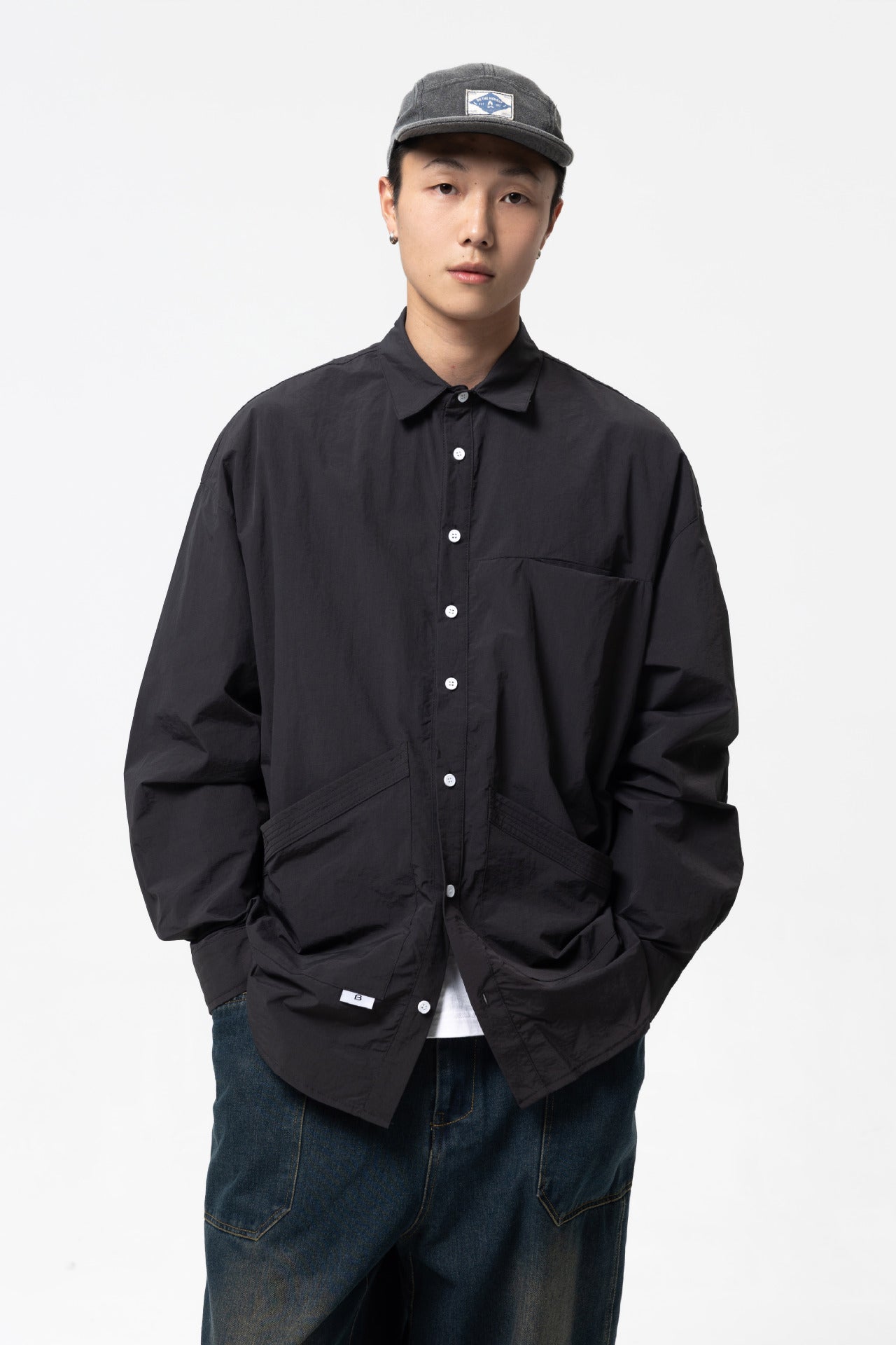 韓国ファッション SELCA-design pocket casual shirt-forn3-23qiu-xin-zuo-chun-se-da-poketutojiao-jin-chang-xiu-siyaturi-ben-xi-retorodezaingan-katupurusiyatu-09