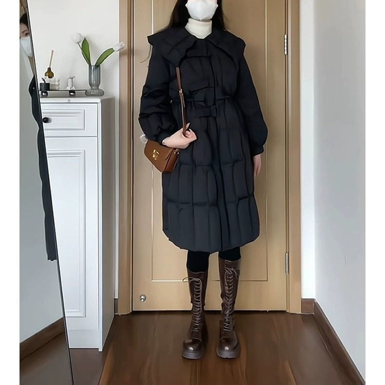 韓国ファッション SELCA-ベルト付きロングダウンコート-2023aw-ou41-04