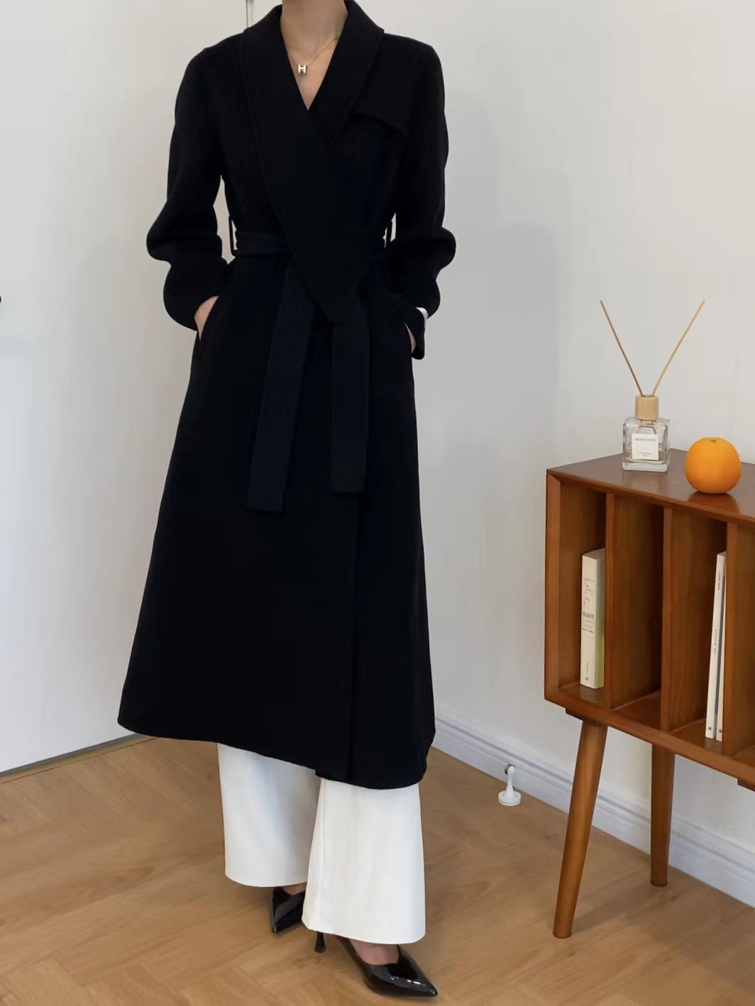 韓国ファッション SELCA-アシメウールロングコート-2023aw-ou46-02
