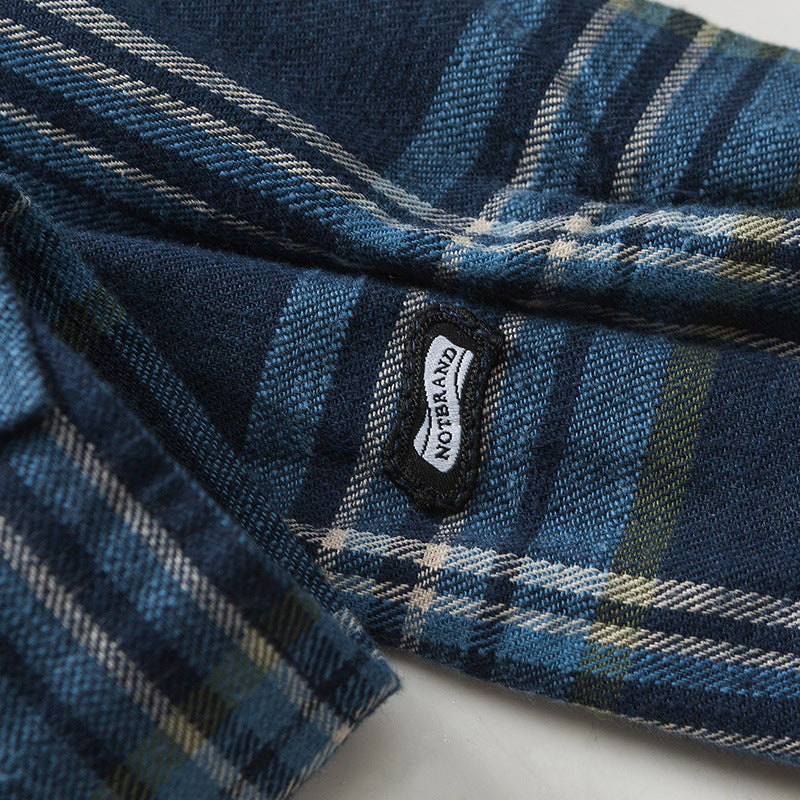 韓国ファッション SELCA-Loose plaid retro long sleeve shirt-mselca2024ss-022-010