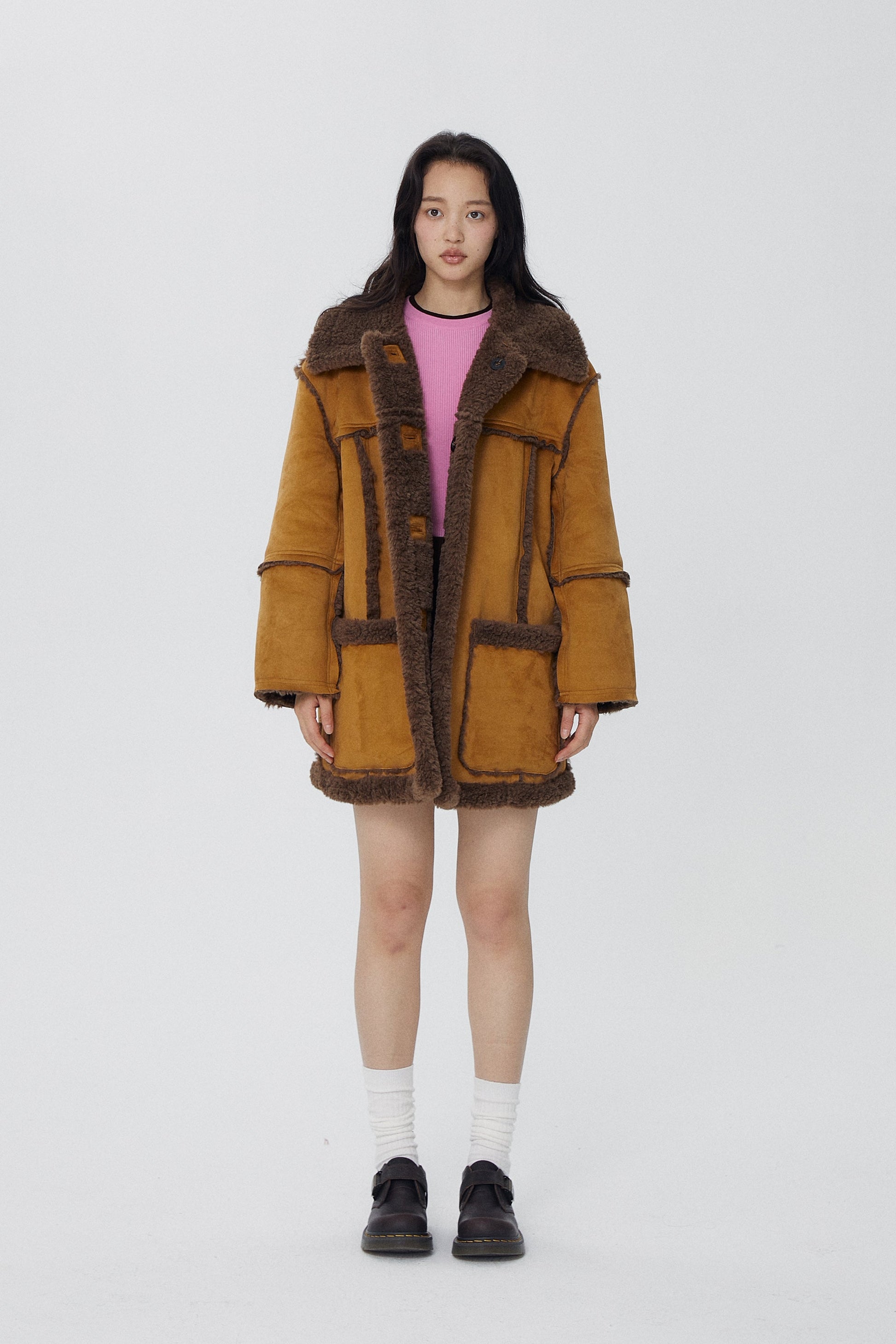 韓国ファッション SELCA-リバーシブルロングボアコート-2023aw-ou52-013