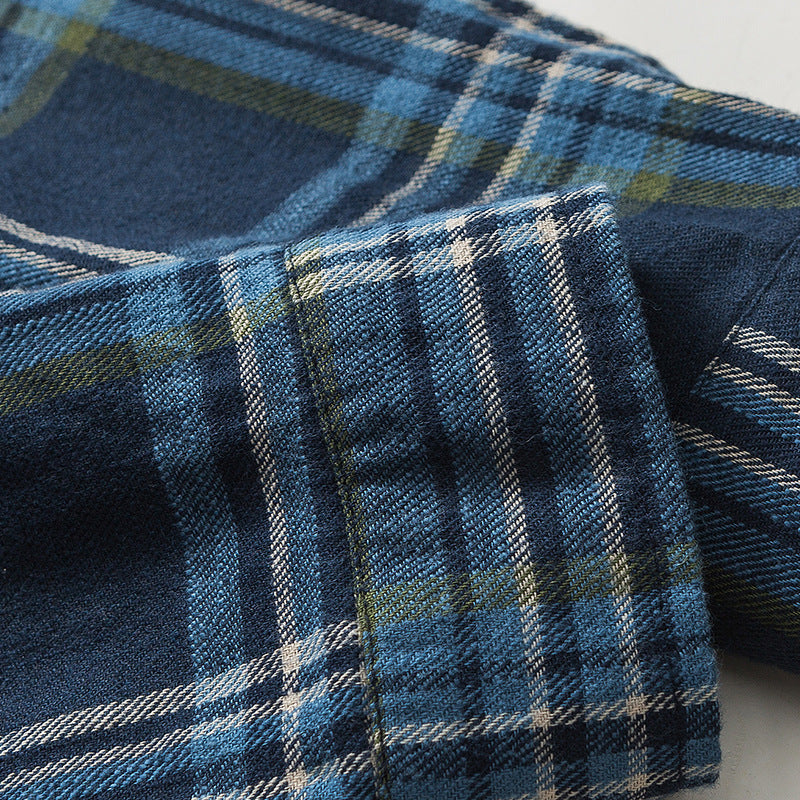 韓国ファッション SELCA-Loose plaid retro long sleeve shirt-mselca2024ss-022-012