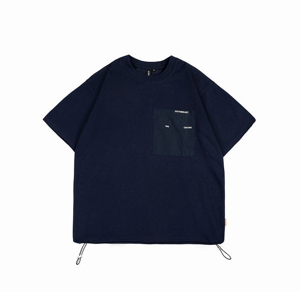 韓国ファッション SELCA-Forn3 2022夏新作メンズベースペディールバッグ丸襟tシャツ日潮レトロ装飾ループ半袖-mselca2024ss-0135-01