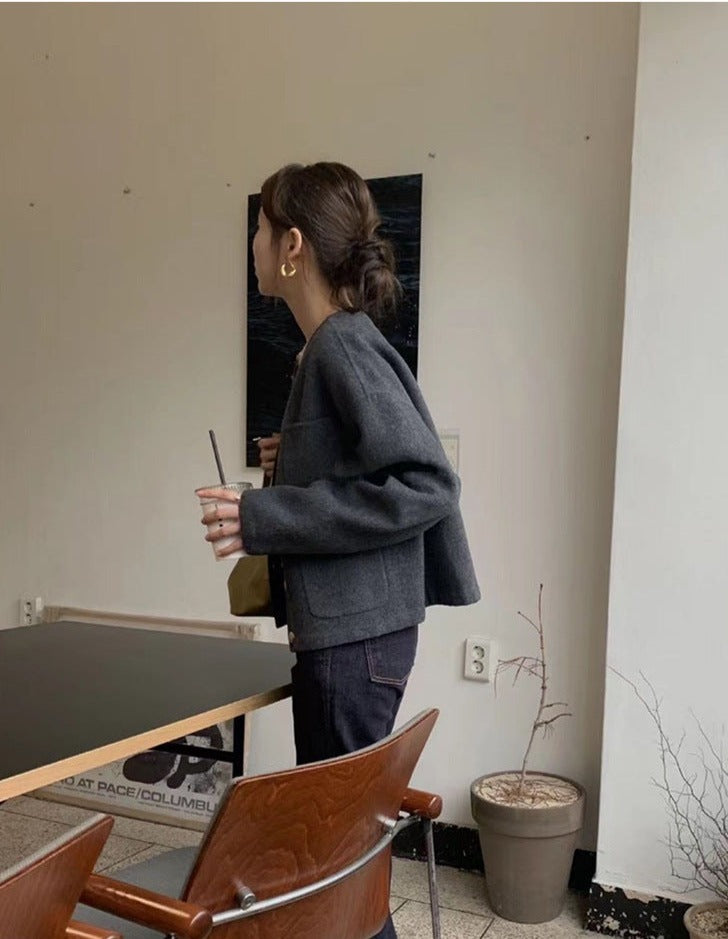 韓国ファッション SELCA-ウールミックスノーカラージャケット-2023aw-ou48-05