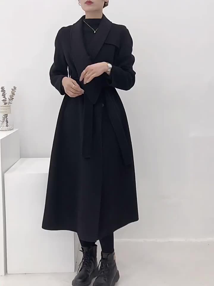 韓国ファッション SELCA-アシメウールロングコート-2023aw-ou46-05