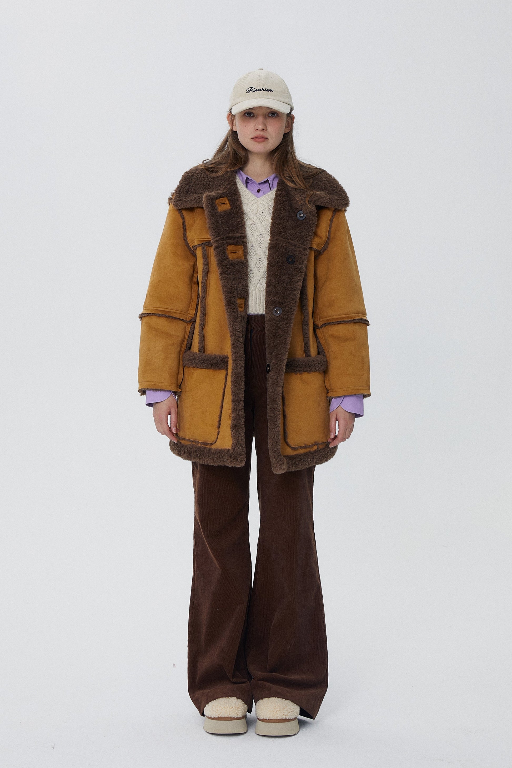 韓国ファッション SELCA-リバーシブルロングボアコート-2023aw-ou52-020