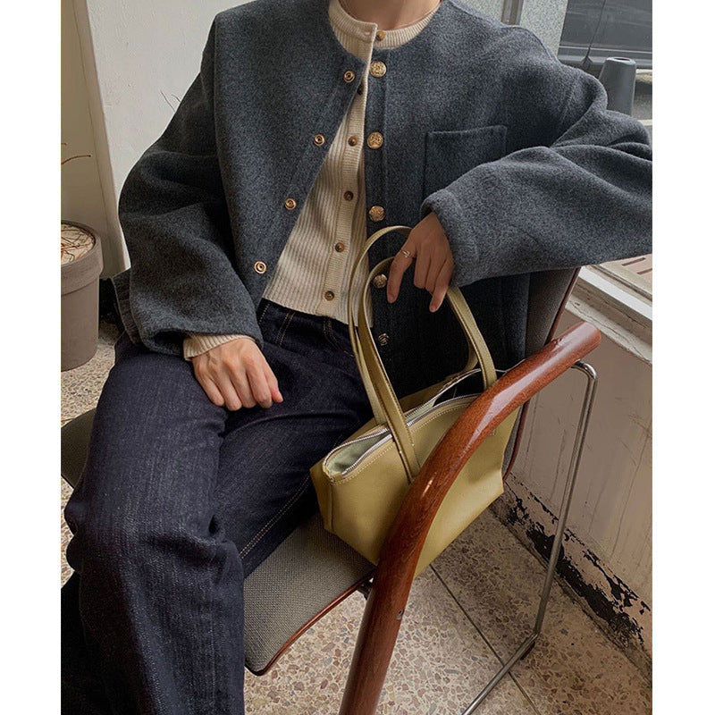 韓国ファッション SELCA-ウールミックスノーカラージャケット-2023aw-ou48-02