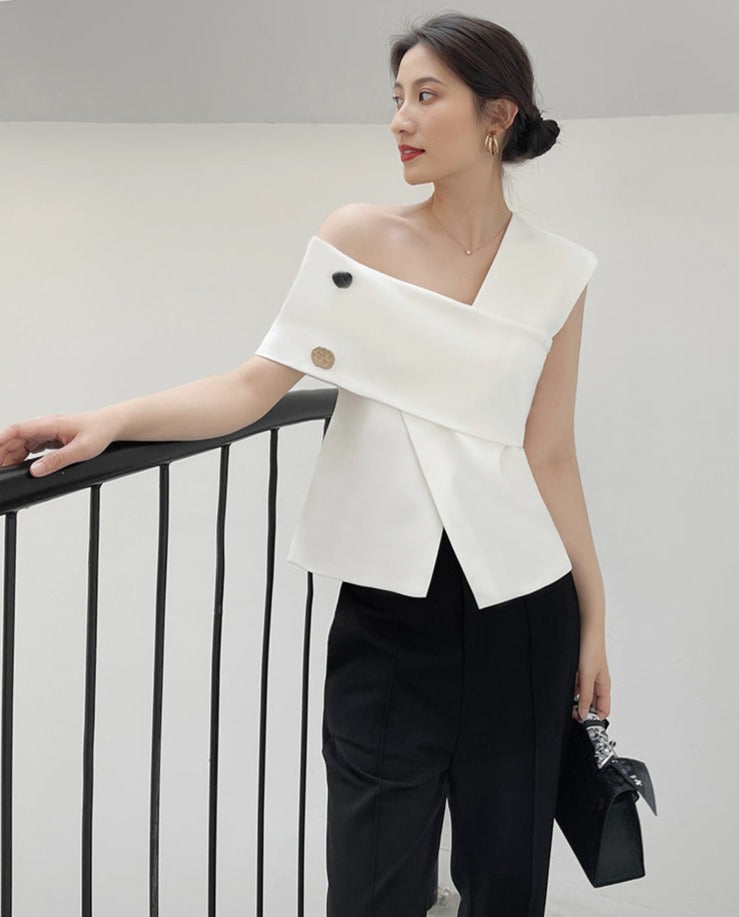 韓国ファッション SELCA-ワンショルデザイントップス-2023ss-tp20-07