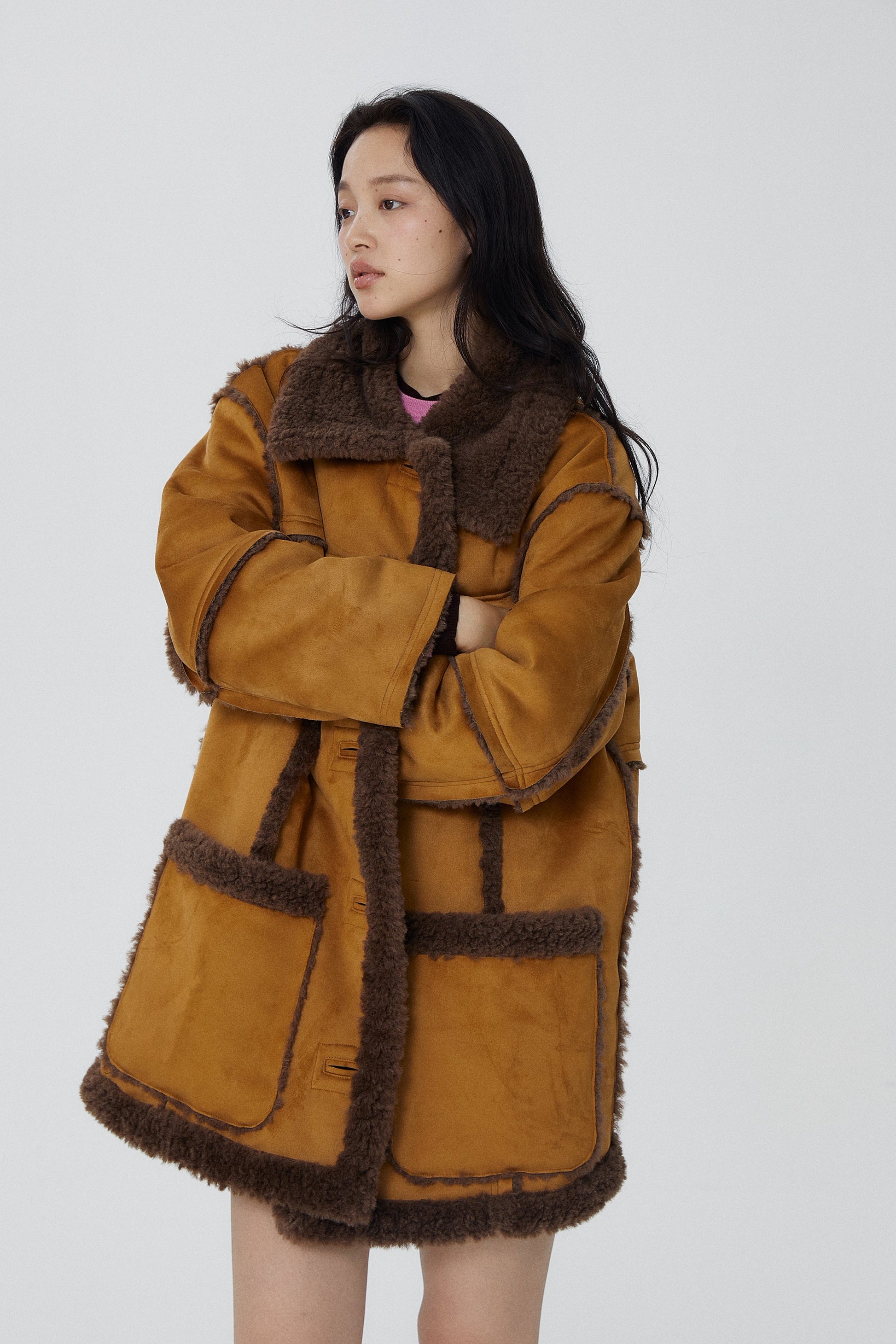 韓国ファッション SELCA-リバーシブルロングボアコート-2023aw-ou52-019