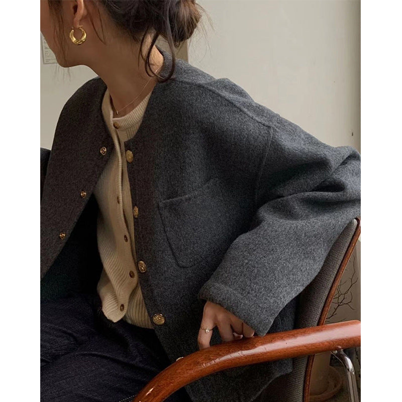 韓国ファッション SELCA-ウールミックスノーカラージャケット-2023aw-ou48-01