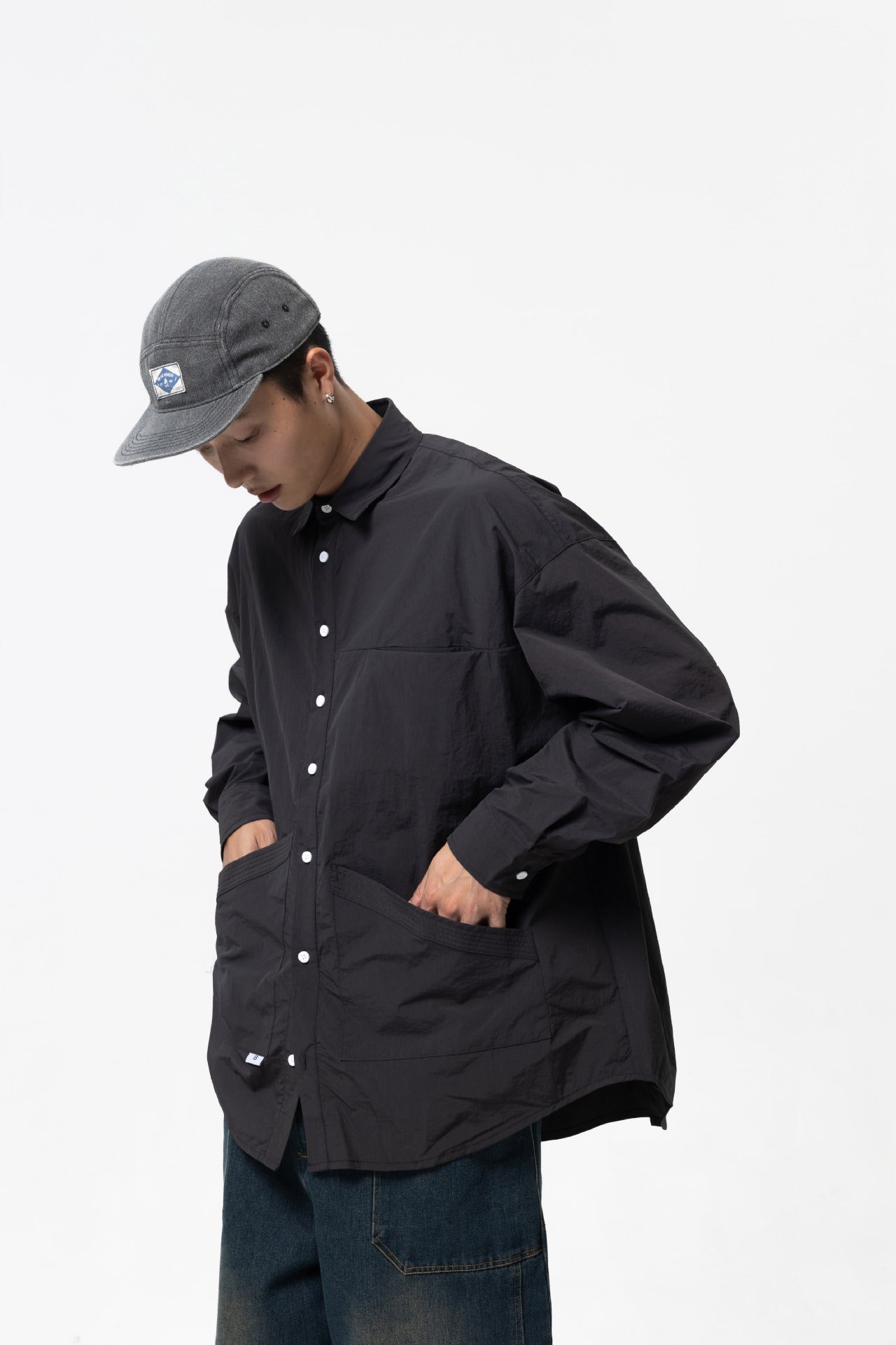 韓国ファッション SELCA-design pocket casual shirt-forn3-23qiu-xin-zuo-chun-se-da-poketutojiao-jin-chang-xiu-siyaturi-ben-xi-retorodezaingan-katupurusiyatu-08