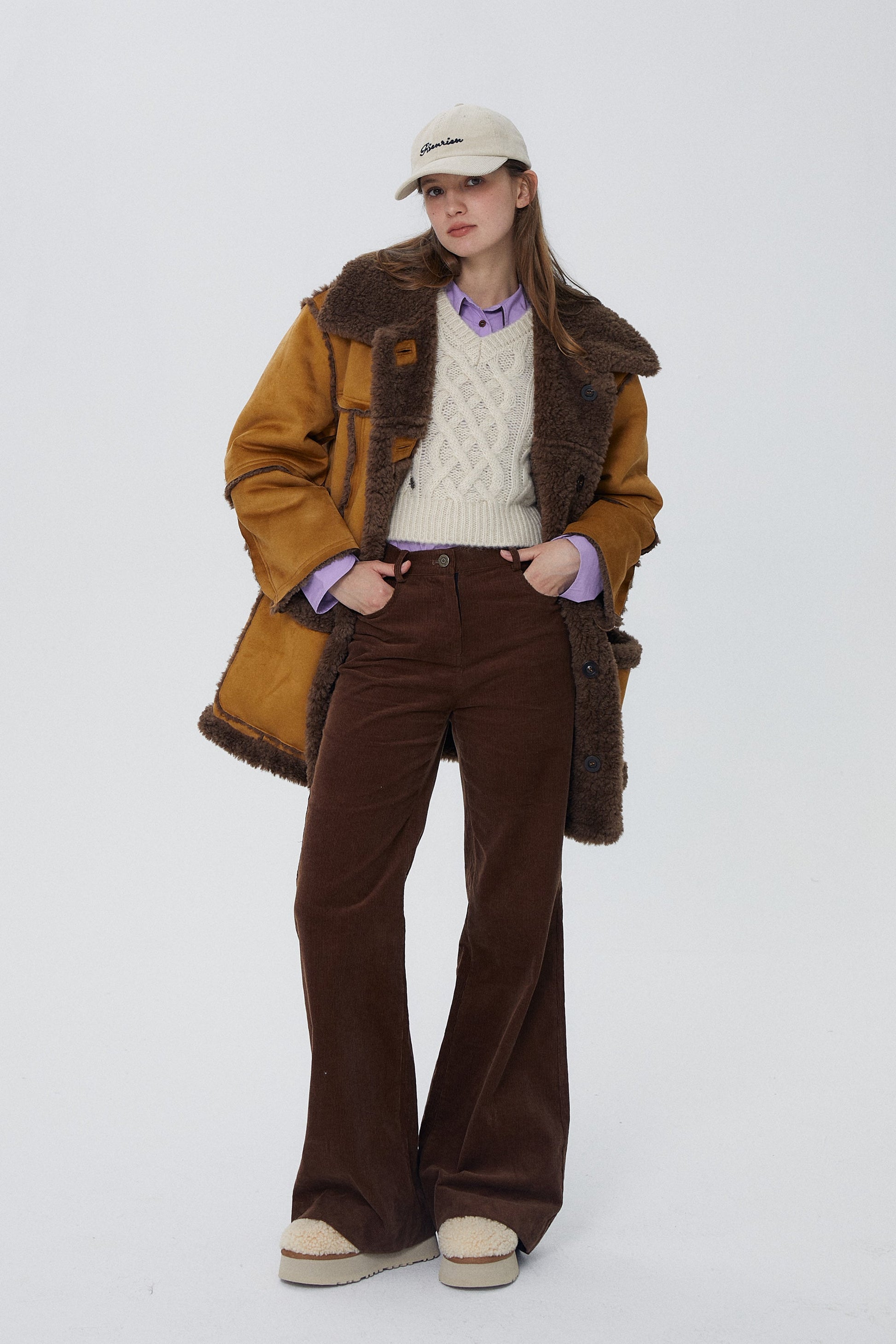 韓国ファッション SELCA-リバーシブルロングボアコート-2023aw-ou52-024