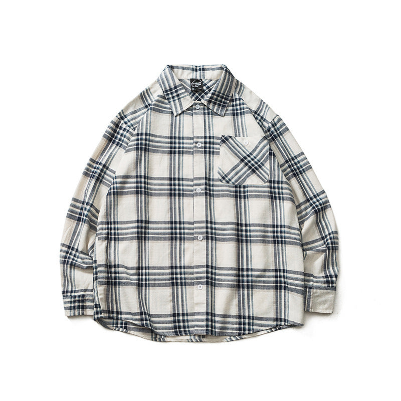 韓国ファッション SELCA-Loose plaid retro long sleeve shirt-mselca2024ss-022-02