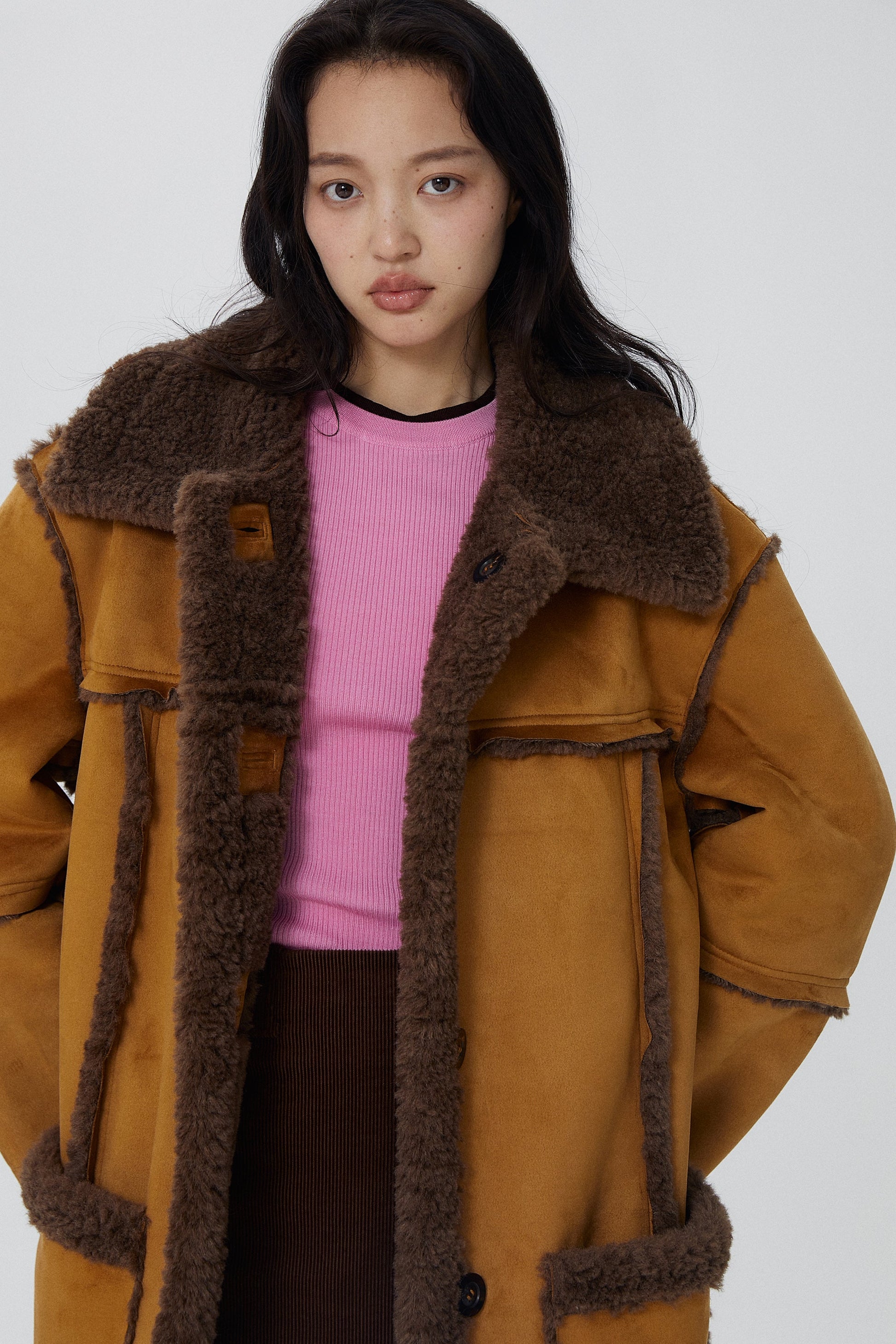 韓国ファッション SELCA-リバーシブルロングボアコート-2023aw-ou52-018