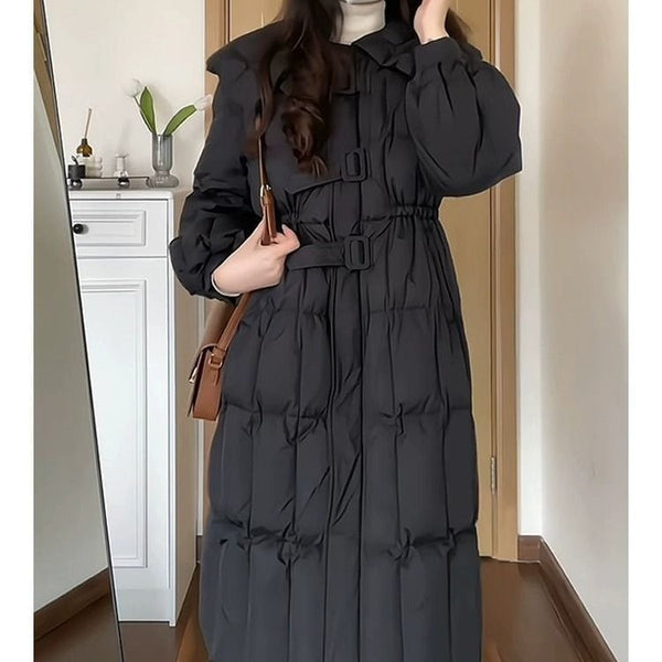 韓国ファッション SELCA-ベルト付きロングダウンコート-2023aw-ou41-01