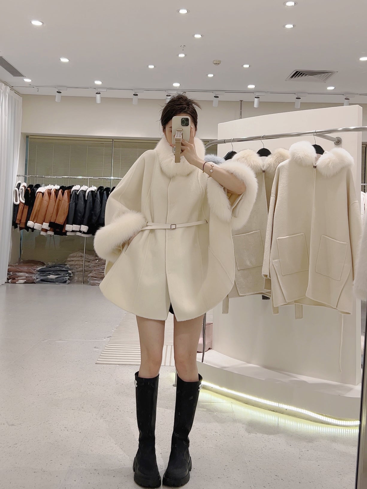 韓国ファッション SELCA-ファーカシミアウールケープコート-2023aw-ou39-014