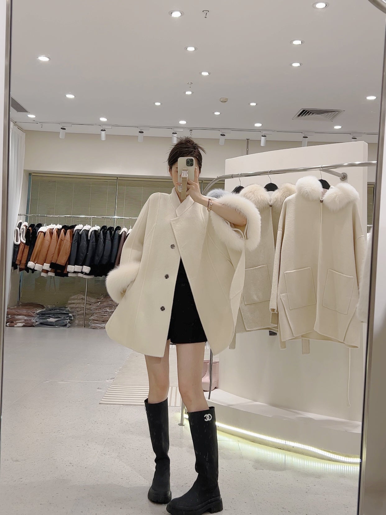 韓国ファッション SELCA-ファーカシミアウールケープコート-2023aw-ou39-017