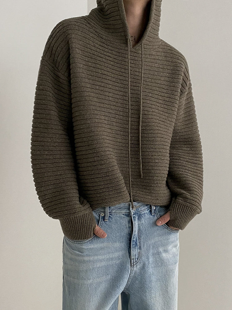 韓国ファッション SELCA-Casual knit hoodie-mselca2023aw110-04