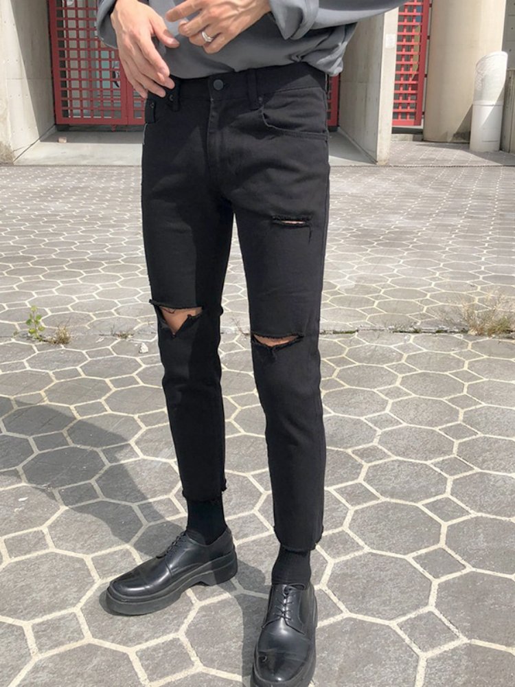 韓国ファッション SELCA-Damage stretch jeans-mselca2023aw219-04
