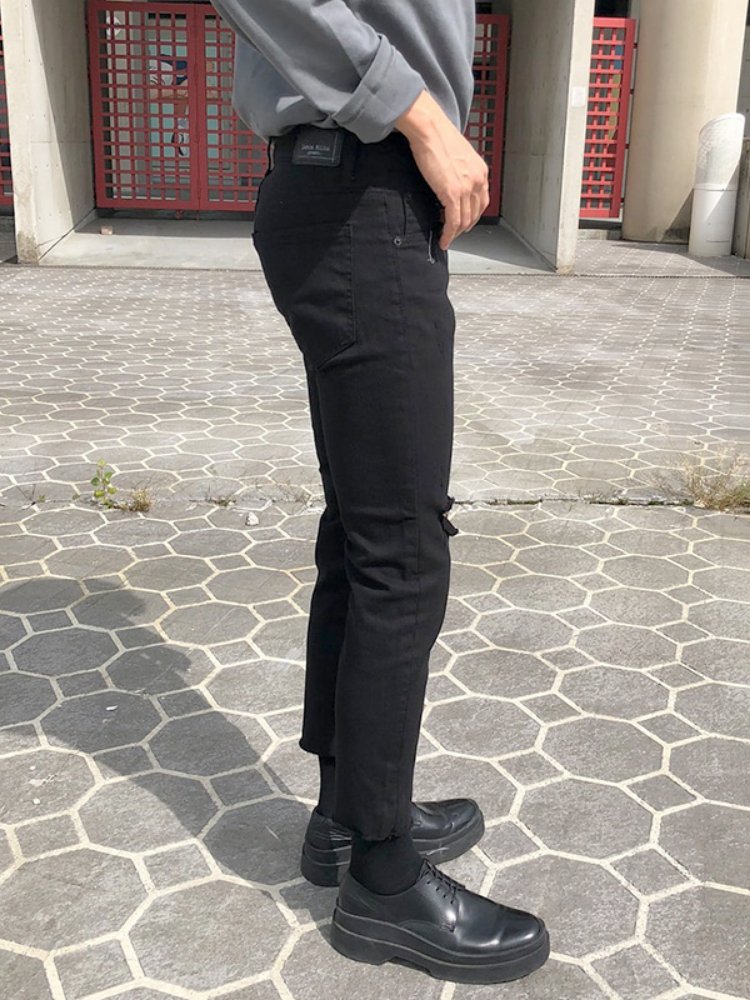 韓国ファッション SELCA-Damage stretch jeans-mselca2023aw219-02
