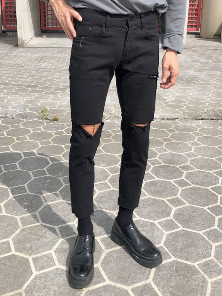 韓国ファッション SELCA-Damage stretch jeans-mselca2023aw219-03
